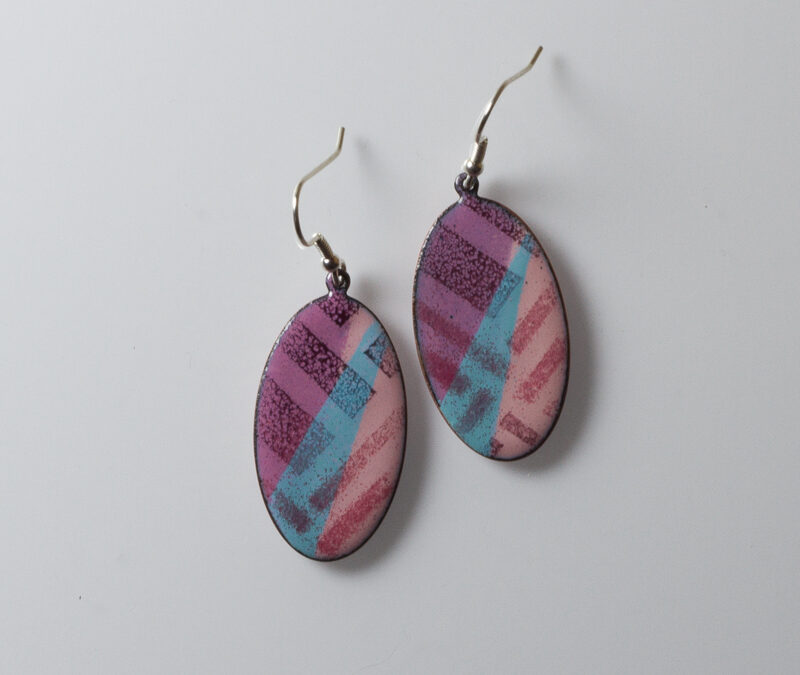 Earrings. Pink Tartan